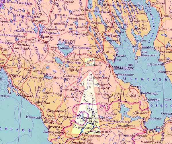 карта Карелии - Петрозаводск